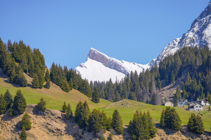 Uno scorcio da Fiess verso il Piz Uccello