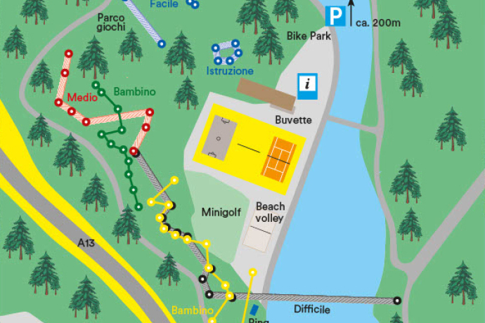 Mappa panoramica del Parco Avventura San Bernardino Mappa panoramica del Parco Avventura San Bernardino